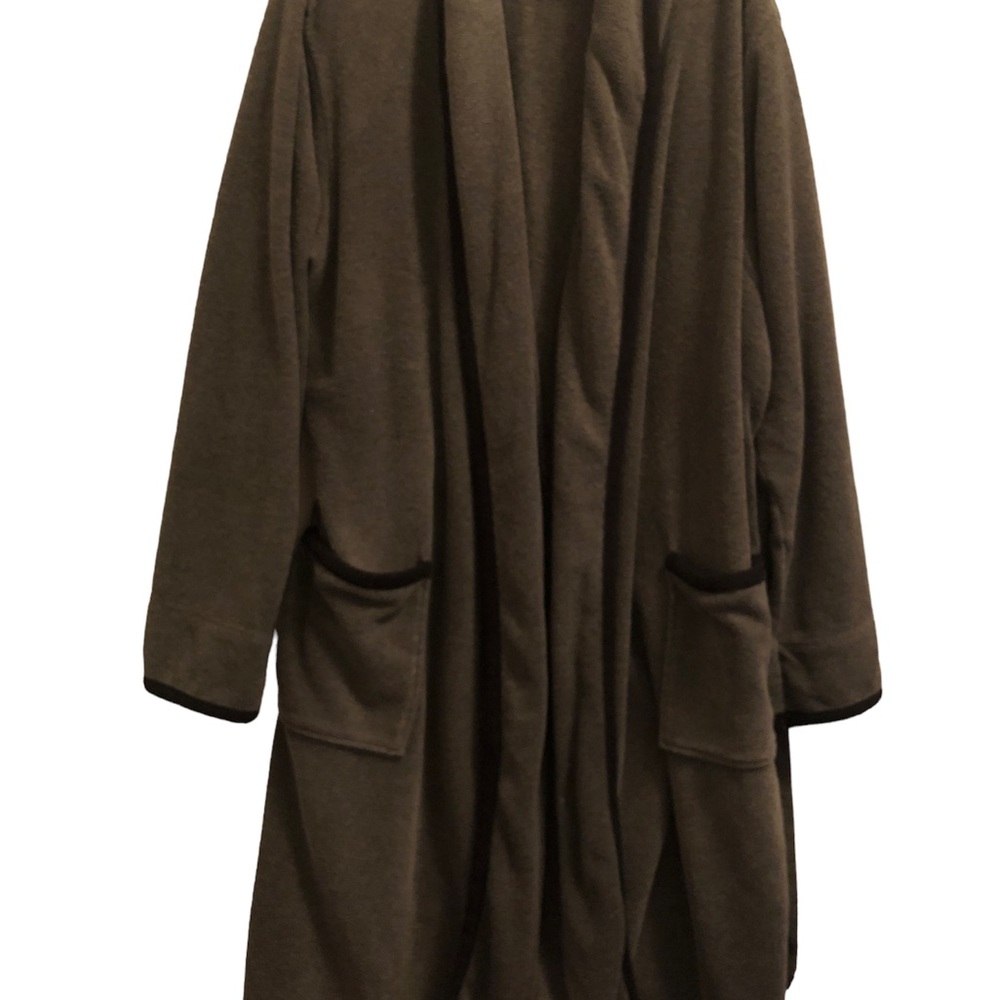 LL BEAN MENS GRAY & BLACK BELTED ROBE - Picture 2 of 6